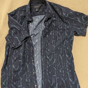 Blue black button up stripe pattern